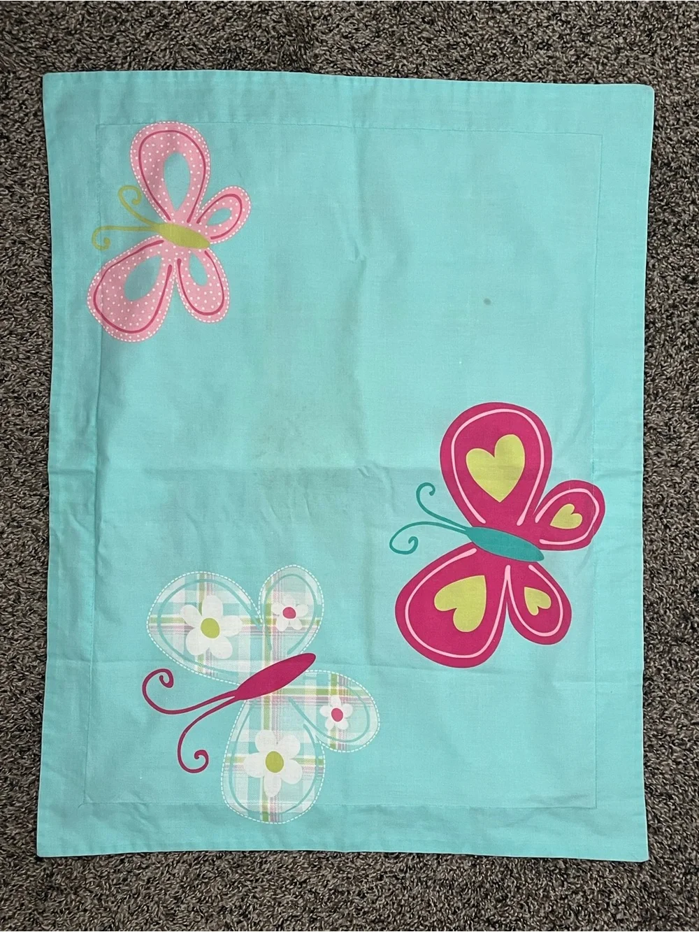 Butterfly Pillowcase Set | Turquoise Plaid | Camping, Travel & Kids Room